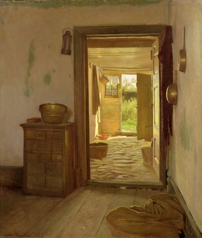 Farmhouse Interior with an Open Door by Gustav Vermehren